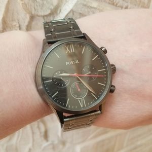 Mens fossil watch metal band NWOT